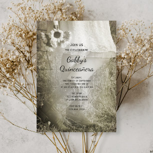 Cowgirl und Sonnenblumen Country Western Quinceañe Einladung