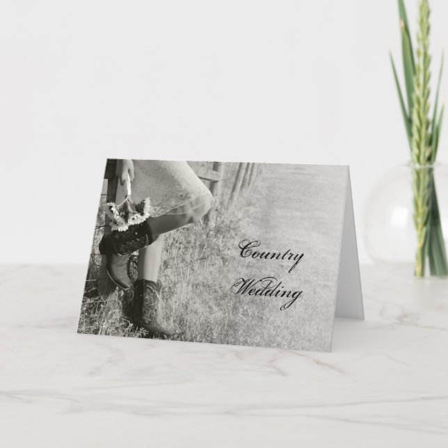 Cowgirl und Sonnenblumen Hochzeit Save the Date BW Ankündigung (Vorderseite)