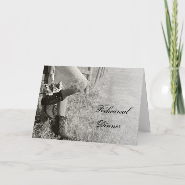 Cowgirl und Sunflowers Hochzeitliches Probe Dinner Einladung (Vorderseite)