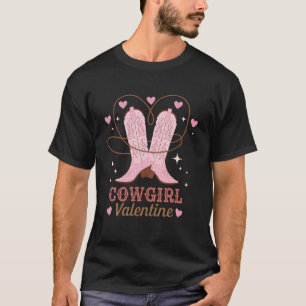 Cowgirl Valentinstag Rosa Stiefel Country Y2K Mädc T-Shirt
