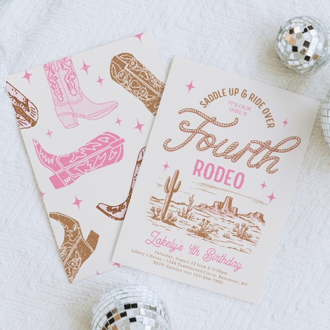 Cowgirl Vierte Rodeo Geburtstagseinladung Einladung (Von Creator hochgeladen)