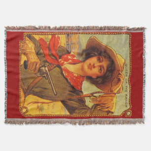 Cowgirl Vintag "Queen of the Ranch" Throw Blanket Decke