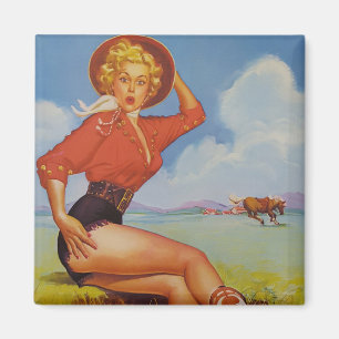 Cowgirl Vintage Pin-up Magnet