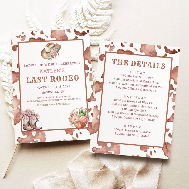 Cowgirl Watercolor Letzte Rodeo Bachelorette Woche Einladung (Von Creator hochgeladen)