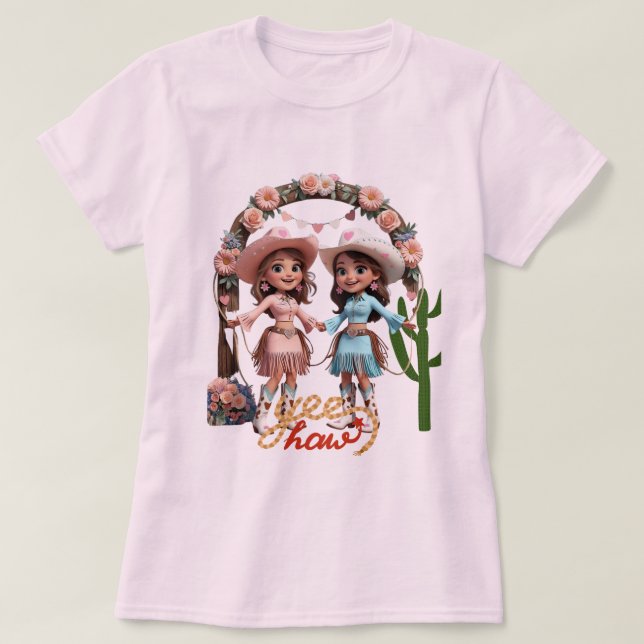 Cowgirl Wedding Celebration - Western Ästhetik T-Shirt (Design vorne)