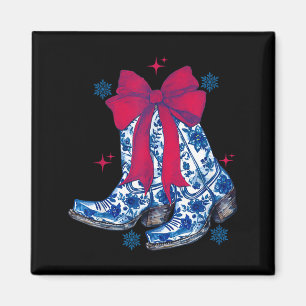 Cowgirl-Weihnachten Lustiges Coquette-Bogen-Stiefe Magnet