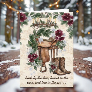 Cowgirl-Weihnachten mit Stiefeln und Glamour Feiertagskarte