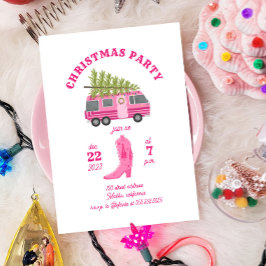 Cowgirl Weihnachten Party RV Camper Pink Einladung