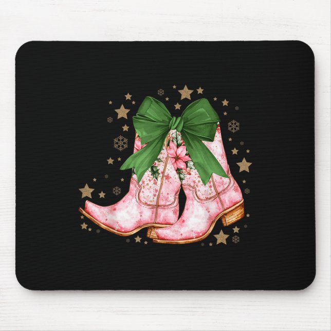 Cowgirl Weihnachts Howdy Weihnachts Nk Boots Cowgi Mousepad (Vorne)
