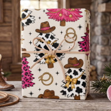 Cowgirl-Weihnachtsbaum Western-Geschenkpapier