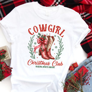 Cowgirl-Weihnachtsclub-Urlaubsstiefel Tri-Blend Shirt