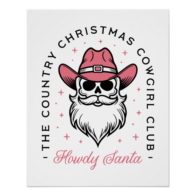 Cowgirl Weihnachtsklubmädchen rosa Ästhetik Poster (Vorderseite)