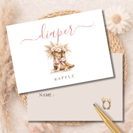 Cowgirl Western Baby Shower Activity Diaper Raffle Dankeskarte