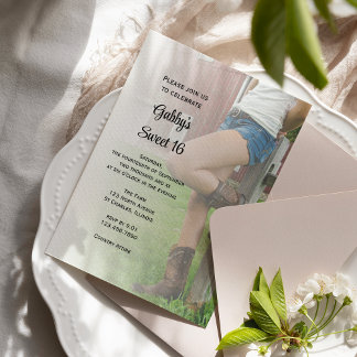 Cowgirl Western Barn Party Sweet 16 Geburtstagspar Einladung