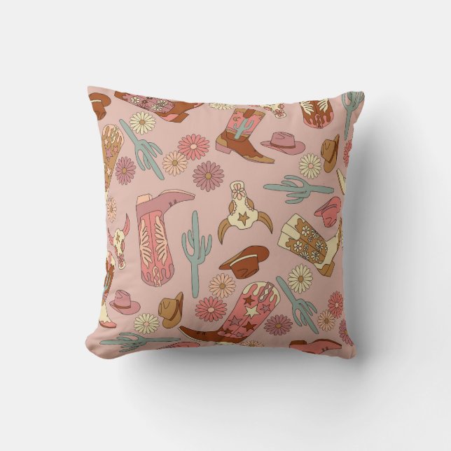 Cowgirl Western Boho Cowboy Boots Kissen (Vorderseite)