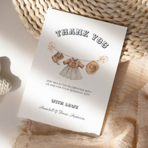 Cowgirl Western Country Baby Dusche Dankeskarte