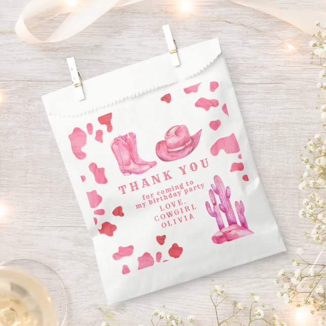 Cowgirl Western First Rodeo Geburtstag Vielen Dank Geschenktütchen (Ausgeschnitten)