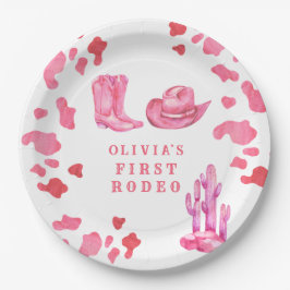 Cowgirl Western First Rodeo Geburtstagsparty Pappteller
