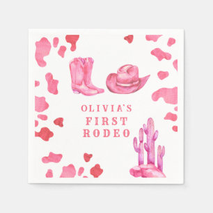 Cowgirl Western First Rodeo Geburtstagsparty Serviette