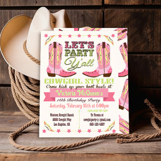 Cowgirl Western Geburtstagsparty Einladungen