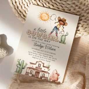 Cowgirl Western Girl Ranch Cactus Baby Shower Einladung