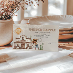 Cowgirl Western Girl Ranch Cactus Diaper Raffle Begleitkarte