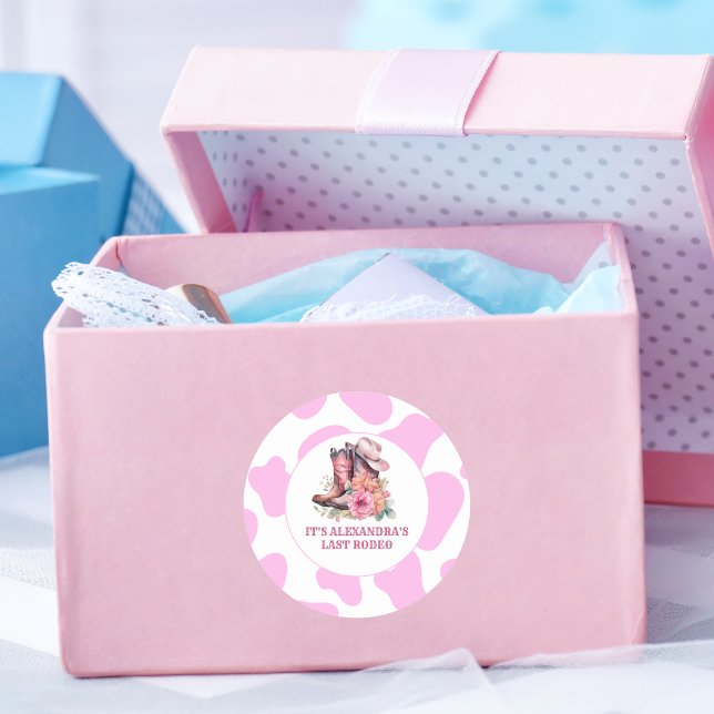 Cowgirl Western Last Rodeo Bachelorette Party Runder Aufkleber (Von Creator hochgeladen)