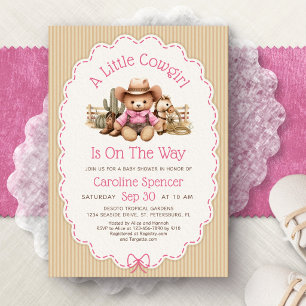 Cowgirl Western Mädchen Rosa Babyparty Einladung