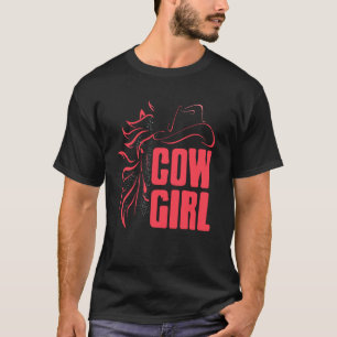 Cowgirl Western Pferdekopf Umriss T-Shirt