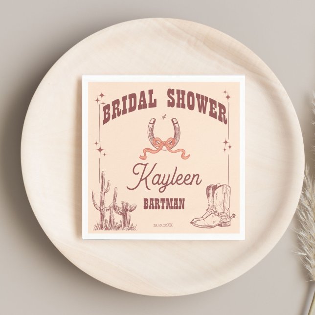 Cowgirl Western Retro-Brautparty angepasst Serviette (Cowgirl western retro bridal shower monogrammed customized napkins personalized tableware)
