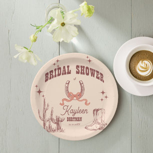 Cowgirl Western Retro Brautparty individuell angep Pappteller
