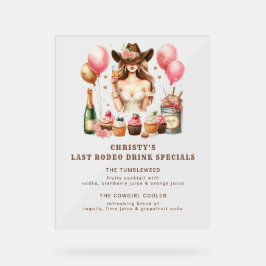 Cowgirl Western Rodeo Bachelorette Brautparty Acrylschild