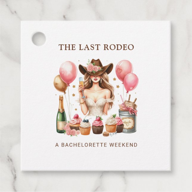 Cowgirl Western Rodeo Bachelorette Brautparty Geschenkanhänger (Vorderseite)