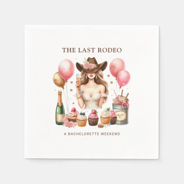 Cowgirl Western Rodeo Bachelorette Brautparty Serviette (Vorderseite)