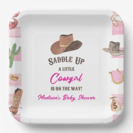 Cowgirl Western Rodeo Wild West Baby Dusche Pappteller