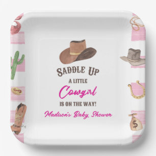 Cowgirl Western Rodeo Wild West Baby Dusche Pappteller