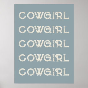 Cowgirl Western-Typografie Retro-Ranch-Cabin Poster