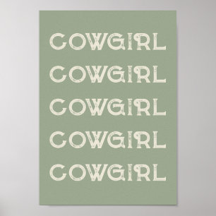 Cowgirl Western-Typografie Retro Ranch Hütte Poster