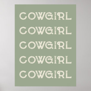 Cowgirl Western Typografie Retro Ranch Kabine Poster