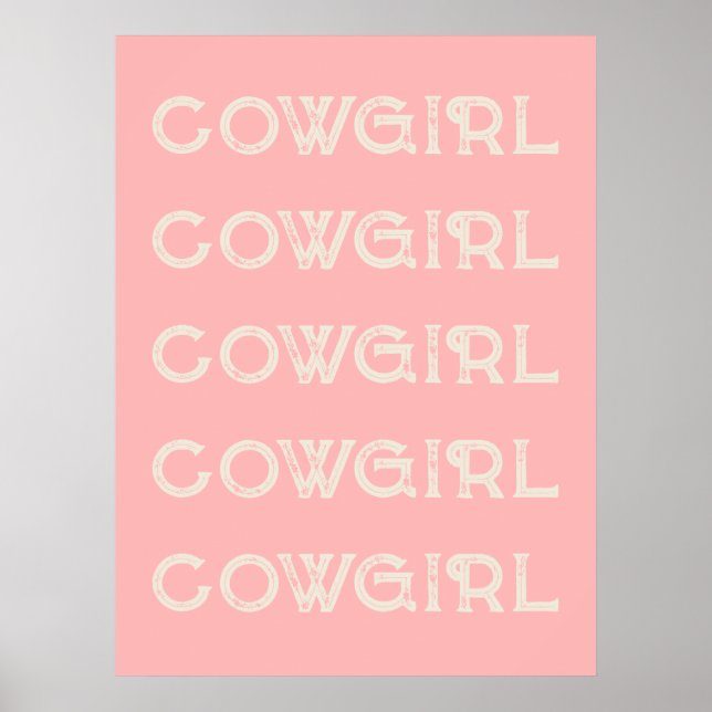 Cowgirl Western Typografie Retro Ranch Kabine Poster (Vorne)