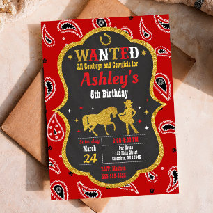 Cowgirl Western Wild West Party Geburtstag Einladung