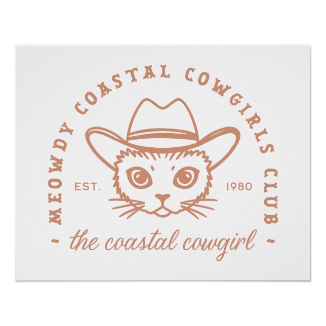 Cowgirl Westküste Katze Ästhetik Poster (Vorderseite)