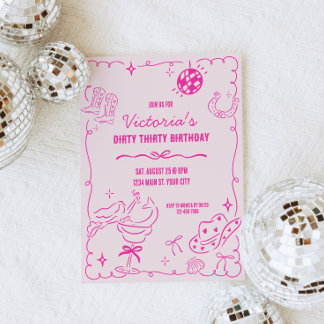 Cowgirl Whimsical Geburtstag Einladung