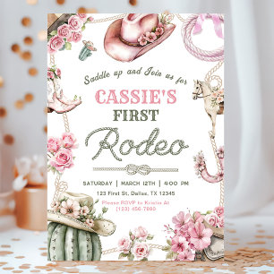 Cowgirl Wild West 1. Rodeo-Ranch Geburtstagsfeier Einladung