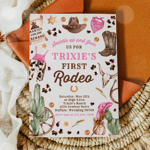 Cowgirl Wild West 1st Rodeo Ranch Geburtstagsparty Einladung