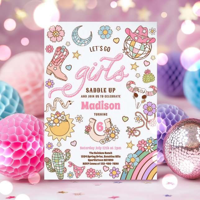 Cowgirl Wild West Rodeo Disco Geburtstagsparty Einladung (Von Creator hochgeladen)