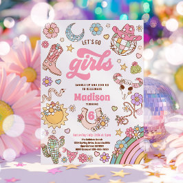 Cowgirl Wild West Rodeo Disco Geburtstagsparty Einladung