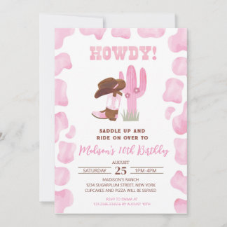Cowgirl Wild West Western Geburtstagseinladungen Einladung