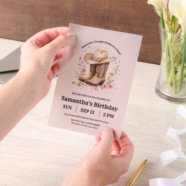 Cowgirl Wildblumen Bash Birthday | Rosa Western (Handgehalten)