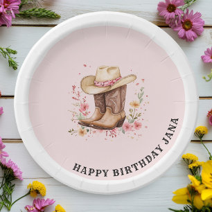 Cowgirl Wildblumen Bash Birthday   Rosa Western Pappteller